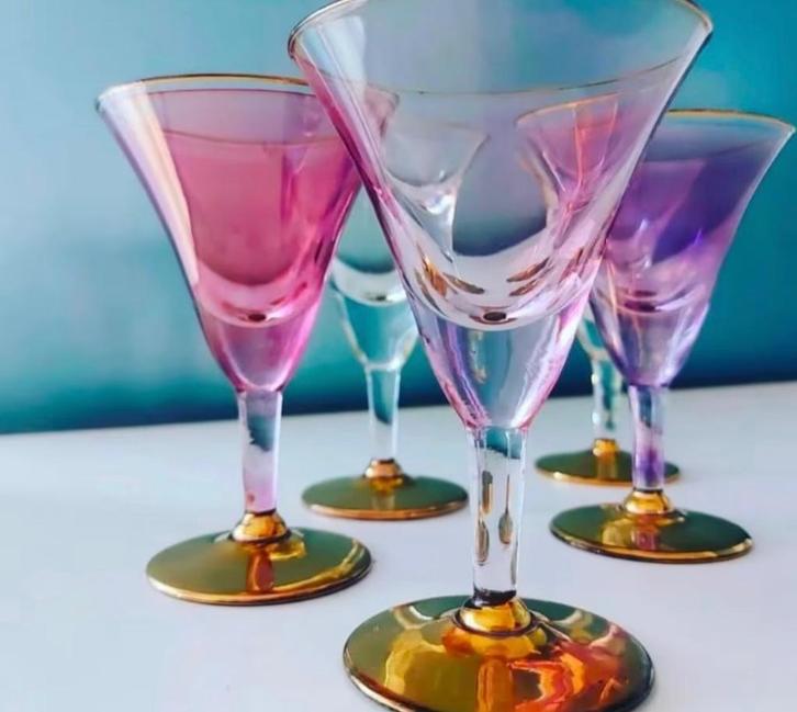 Gekleurde vintage glazen voor porto, Antiek en Kunst, Antiek | Glaswerk en Kristal, Ophalen of Verzenden