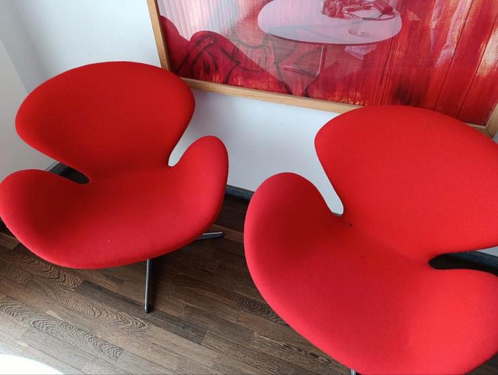 3x Fritz Swan stoelen , replica, Maison & Meubles, Fauteuils, Tissus, Enlèvement