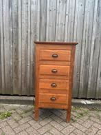 Ladenkast/ apothekerskast/ bijzetkast teak met 4 lades, Gebruikt, 100 tot 150 cm, Teakhout, 3 of 4 laden