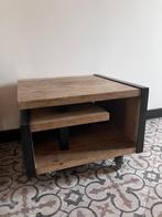Table basse H&H sur roulettes — bois massif et acier (6060), Métal, Industrië stijl, Moins de 100 cm, Comme neuf