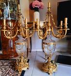 Grote bronzen en kristallen kroonluchters 1 meter, Ophalen of Verzenden