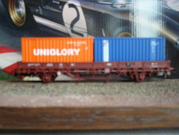 ELECTROTREN 1522K wagon KS avec 2 contenaires CFL ho dc, Neuf, Autres marques, Enlèvement ou Envoi, Wagon