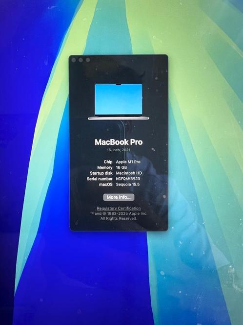MacBook Pro 16" (2021) M1 Pro – Basis Model, Computers en Software, Apple Macbooks, MacBook, 16 inch, Onbekend, 512 GB, 16 GB