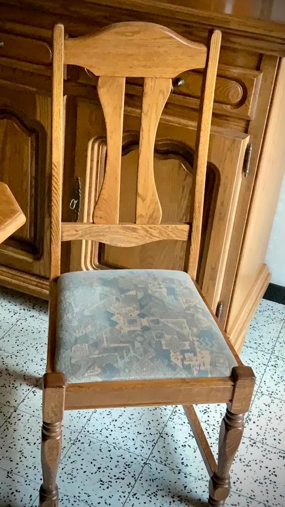 6 massief houten stoelen met stoffen zitting., Antiek en Kunst, Antiek | Meubels | Stoelen en Sofa's, Ophalen