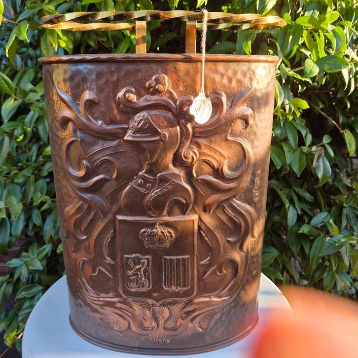Mooie vintage paraplubak in koper  44 hoog, Huis en Inrichting, Woonaccessoires | Paraplubakken, Zo goed als nieuw, Ophalen of Verzenden