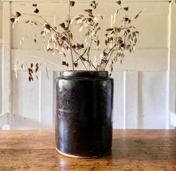 Grand pot vintage en grès brun foncé, Enlèvement ou Envoi