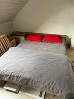 Bed - twijfelaar, Huis en Inrichting, Slaapkamer | Bedden, Ophalen, Gebruikt, Bruin, 140 cm