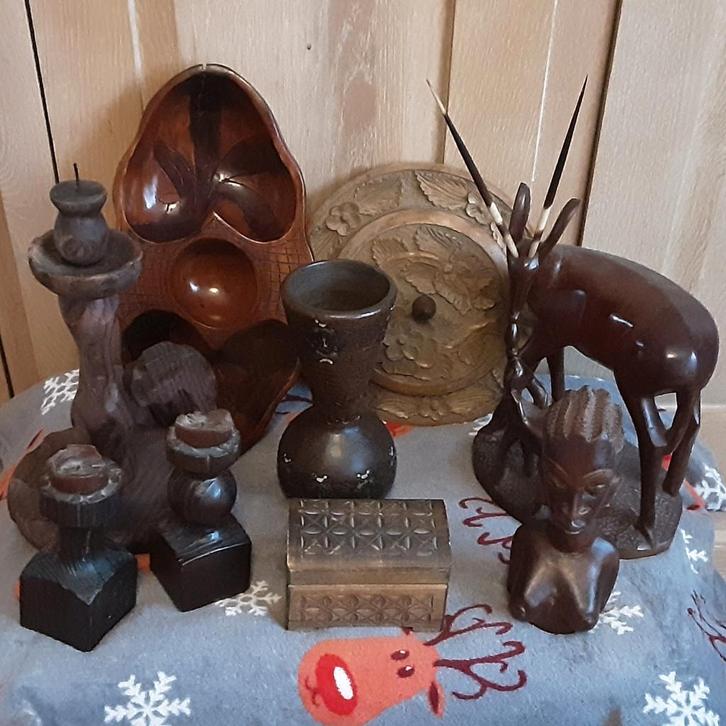 Mooie vintage houtsnijwerk vanaf 5€/st, Antiquités & Art, Art | Sculptures & Bois, Enlèvement ou Envoi