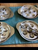 4 assiettes á escargots en inox, Ophalen of Verzenden