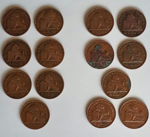 2 Cent Belgie Leopold II Albert 1902 - 1919 DES + DER Munten, Timbres & Monnaies, Monnaies | Belgique, Série, Autre, Enlèvement ou Envoi