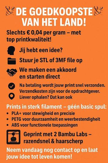 3d printservice,goedkoopste met beste kwaliteit 4cent per gr beschikbaar voor biedingen