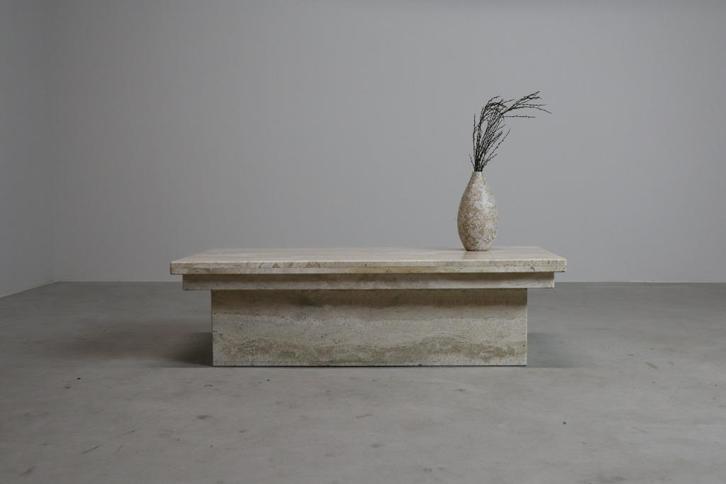 Vintage Travertine coffee table, Italy, 1970s, Antiek en Kunst, Antiek | Meubels | Tafels, Ophalen