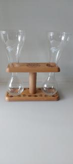 Kwakglazen 2 stuks in dubbele houten houder nieuw, Enlèvement ou Envoi, Neuf, Verre ou Verres, Autres marques