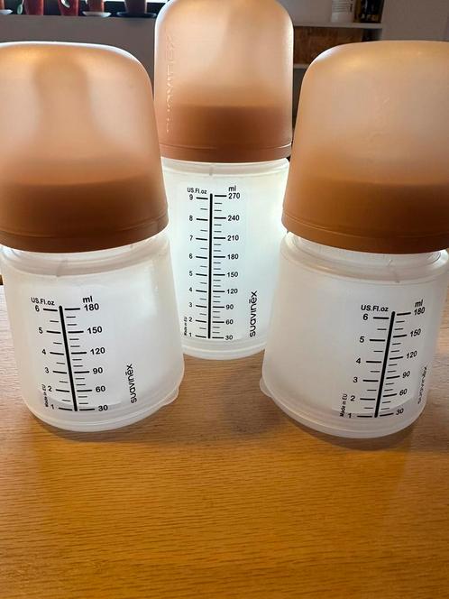 3 Suavinex antikramp flesjes 2x180ml 1x270ml, Enfants & Bébés, Aliments pour bébé & Accessoires, Comme neuf, Enlèvement ou Envoi