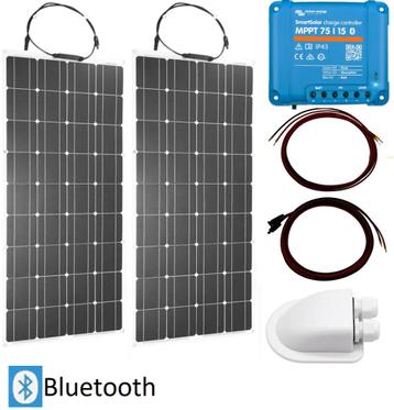 Set Bluetooth Panneau Solaire Flexible 100WP Caravane, Camper Car