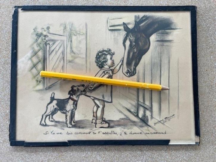 Franse tekening retro litho Germaine Bouret 1938-1939, Antiek en Kunst, Kunst | Litho's en Zeefdrukken, Ophalen of Verzenden