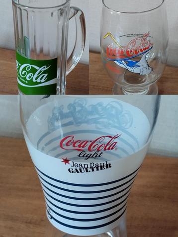 Drie vintage Coca Cola glazen. beschikbaar voor biedingen