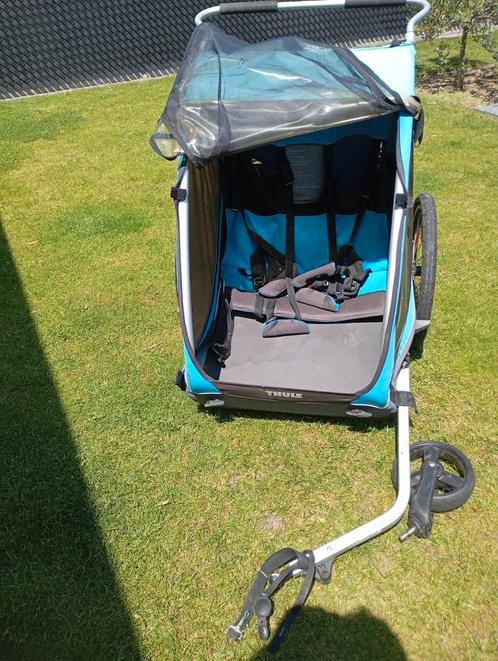 fietskar van het merk Thule geschikt voor 2 kinderen., Fietsen en Brommers, Fietsaccessoires | Aanhangwagens en Karren, Gebruikt