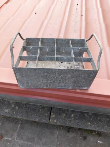 Antieke gegalvaniseerde bierkrat/bierbak/flessenhouder beschikbaar voor biedingen