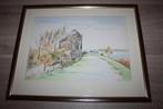 Originele aquarel tekening , De Notelaer Bornem , 43x35 cm, Enlèvement ou Envoi
