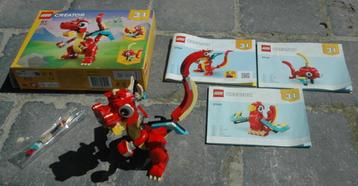 LEGO Creator Le dragon rouge 3-en-1 - 31145, Enlèvement ou Envoi, Comme neuf, Ensemble complet, Lego