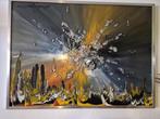 Tableau abstrait texturé – Explosion cosmique – 1975 – signé, Ophalen