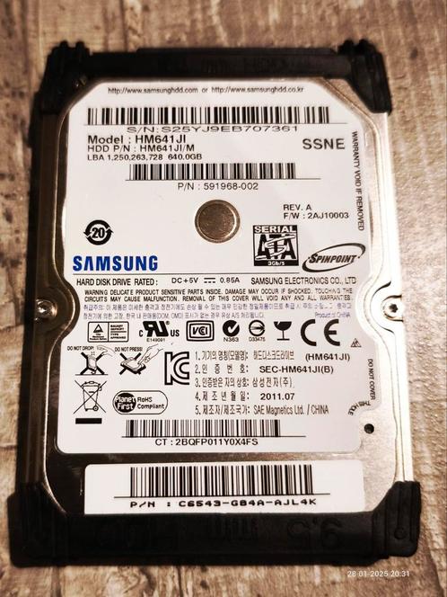 3x hardeschijven 640gb 1tb  320gb, Computers en Software, Harde schijven, Zo goed als nieuw, Laptop, HDD, Ophalen of Verzenden