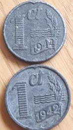 2 x NEDERLAND : 1 CENT 1942 & schaarse 1944 KM 170, Setje, Koningin Wilhelmina, 1 cent, Verzenden