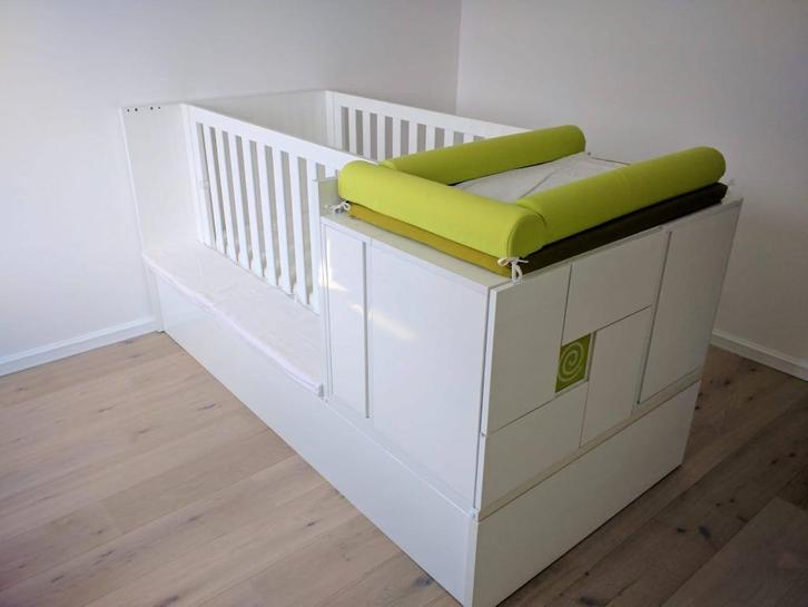 meegroei babybed allondra K406CR, Kinderen en Baby's, Kinderkamer | Bedden, Gebruikt, 180 cm of meer, 85 tot 100 cm, Lattenbodem