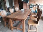 Eettafel met stoelen, Huis en Inrichting, Ophalen, Gebruikt, Rustiek, Eikenhout