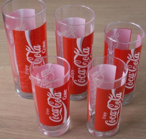 Lot de 5 verres à Coca Cola, 2 x logo rouge Enjoy Coca-Cola, Collections, Verres & Petits Verres, Neuf, Enlèvement ou Envoi