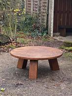 Salontafel rond massief hout Japandi / Brutalist 100cm, Brutalist, Moins de 50 cm, Rond, Comme neuf