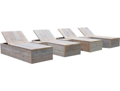 Trendy ligbed van steigerhout, Tuin en Terras, Ligbedden, Nieuw, Verstelbaar, Ophalen of Verzenden