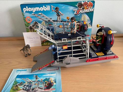 Playmobil Explorers 9433 Luchtkussenboot met dinokooi, Kinderen en Baby's, Speelgoed | Playmobil, Gebruikt, Ophalen