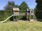 Speeltuig 2 huisjes, loopbrug, zandbak, glijbaan en tafel, Kinderen en Baby's, Speelgoed | Buiten | Speeltoestellen, Ophalen, Zo goed als nieuw