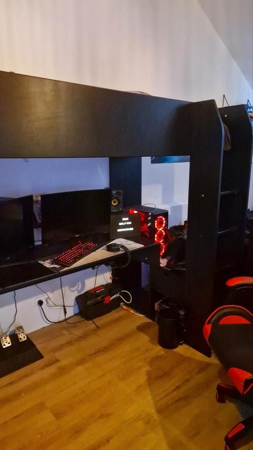 zwarte hoogslaper, Huis en Inrichting, Slaapkamer | Stapelbedden en Hoogslapers, Zo goed als nieuw, Hoogslaper, Eenpersoons, Ophalen