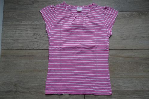 Wit roze gestreepte T-shirt Hema maat 122 / 128, Kinderen en Baby's, Kinderkleding | Maat 122, Gebruikt, Meisje, Shirt of Longsleeve