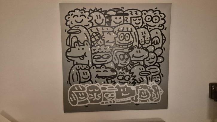 Kunstwerk street art 1m x 1m, Antiek en Kunst, Kunst | Designobjecten, Ophalen