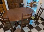ronde tafel met 6 stoelen volhout, Huis en Inrichting, Ophalen, Gebruikt, 100 tot 150 cm, Klassiek donkerbruin volhout