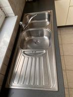 Keukenspoelbak met 2 bakken en grohe mengkraan, Ophalen, Gebruikt
