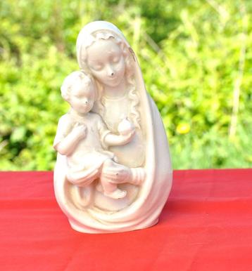 buste vierge a l'enfant faience blanche 