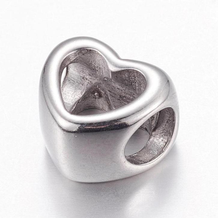 RVS bedel Hart voor groot-gat-bedelarmbanden, Handtassen en Accessoires, Bedels, Nieuw, Overige merken, Overige materialen, Verzenden