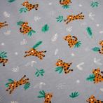 Promo! 5646) 150x100cm katoenen tricot luipaard lichtgrijs, 120 cm of meer, Nieuw, Ophalen of Verzenden, Katoen