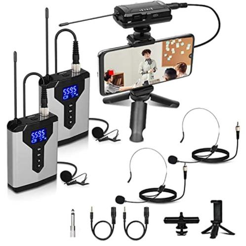 Q7-2 TWEE Microfono lavalier wireless con microfono a risvol, Muziek en Instrumenten, Microfoons, Nieuw, Draadloos, Ophalen of Verzenden