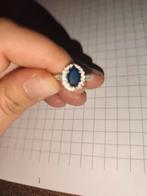 Zilveren ring (025) met blauwe steen (juwelier), Ophalen, Zo goed als nieuw, Zilver, Zilver