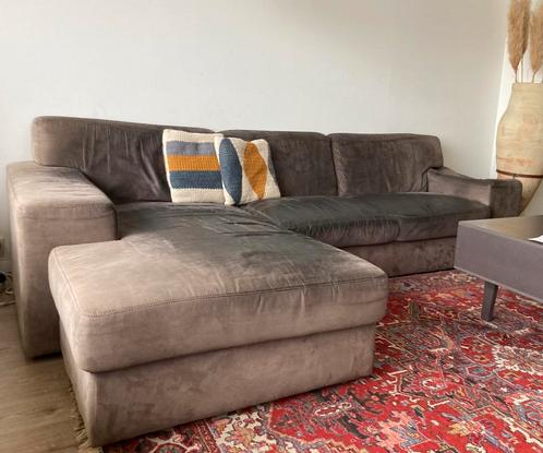 Antracietkleurige suede hoekzetel, Huis en Inrichting, Zetels | Complete zithoeken, Gebruikt, Overige materialen, Ophalen