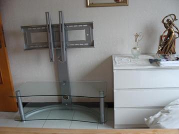meuble TV en verre avec support pivotant beschikbaar voor biedingen