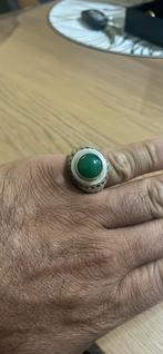 Sterling zilver 925 ring met groene natuursteen., Ophalen, Zilver