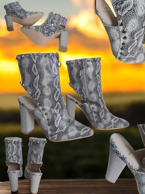 Enkellaarsjes met open hiel grijs 39, Kleding | Dames, Schoenen, Nieuw, Lage of Enkellaarzen, Grijs, Verzenden