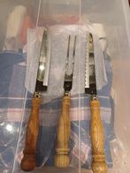 3 stuks gebraden bestek en broodbestek met houten handgrepen, Antiek en Kunst, Ophalen of Verzenden